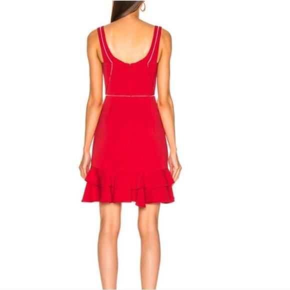 Jonathan Simkhai Crepe Combo Mini Ruffle Dress in Fire‎ Red Size 6 NWT - Picture 7 of 17